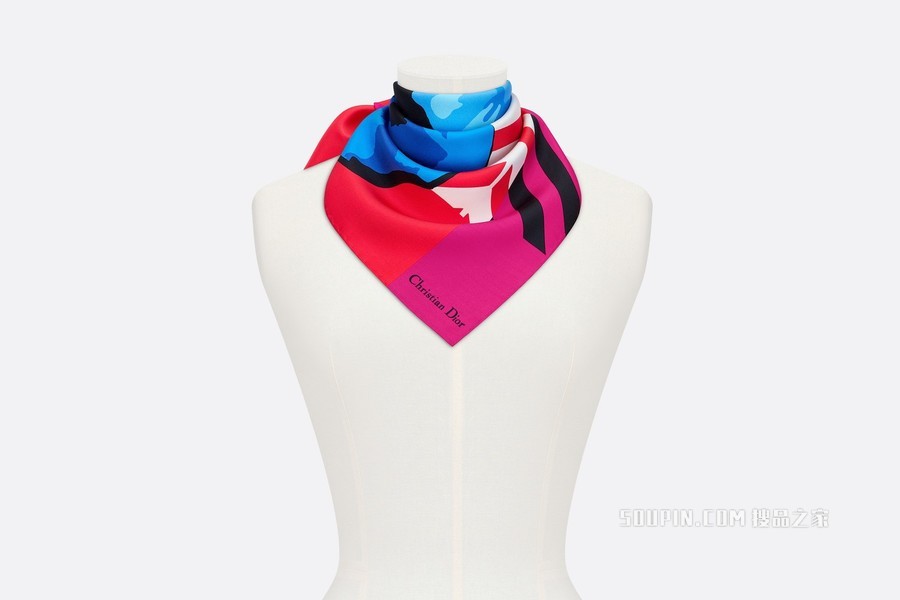 Dior 印花方巾 多色桑蚕丝斜纹面料 D-Flower Pop 印花