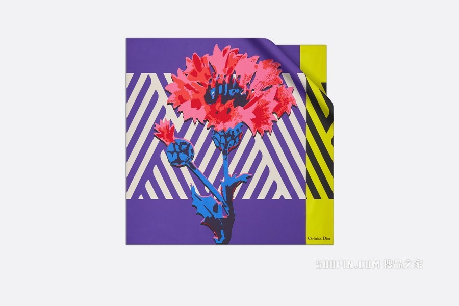 Dior 印花方巾 多色桑蚕丝斜纹面料 D-Flower Pop 印花