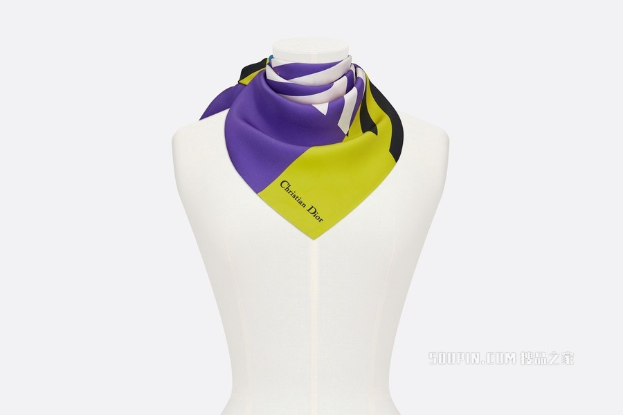 Dior 印花方巾 多色桑蚕丝斜纹面料 D-Flower Pop 印花