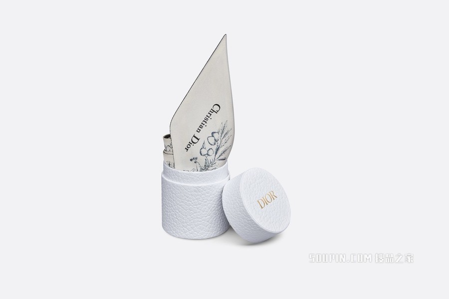 Mitzah 丝巾 象牙色和蓝色桑蚕丝斜纹面料花朵茹伊印花