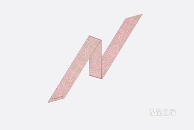 Mitzah 丝巾 米色和粉色桑蚕丝斜纹面料 Dior Croco 印花