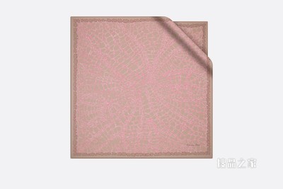 Dior 印花方巾 米色和粉色桑蚕丝斜纹面料 Dior Croco 印花