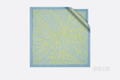 Dior 印花方巾 蓝色和绿色桑蚕丝斜纹面料 Dior Croco 印花