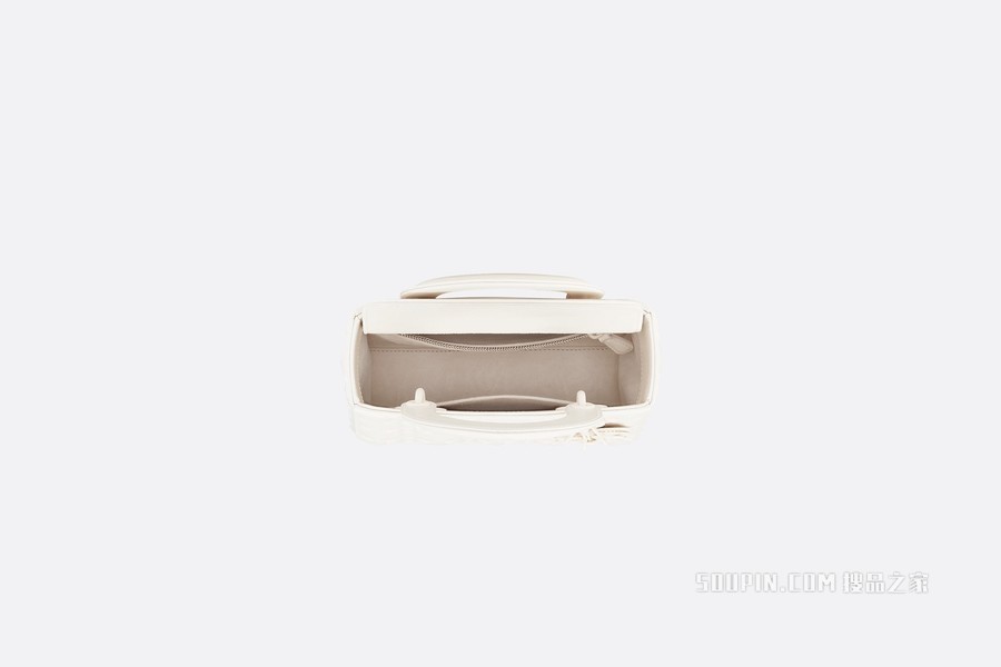 小号 Lady Dior My ABCDior 手袋 奶白色牛皮革钻石形图案藤格纹