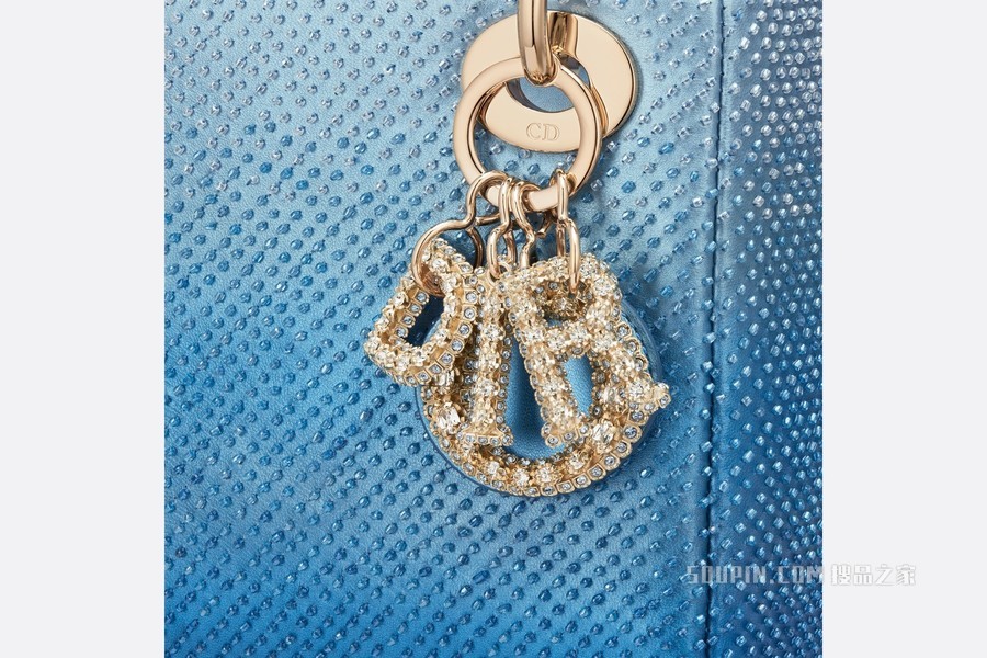 迷你 Lady Dior 手袋 金属光泽蓝色渐变羊皮革搭配珠饰刺绣