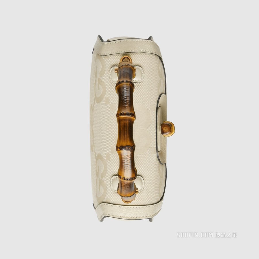 Gucci Bamboo 1947系列竹节小号手袋 白色帆布