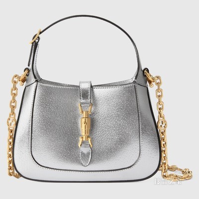 Jackie 1961系列银色迷你手袋 银色皮革