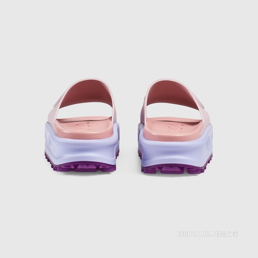女士互扣式双G拖鞋 粉色和紫色橡胶