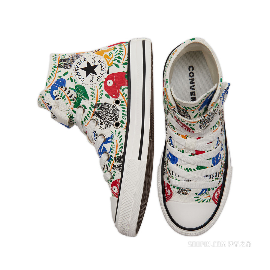 【小童】All Star 1V魔术贴印花童鞋 中性 白色