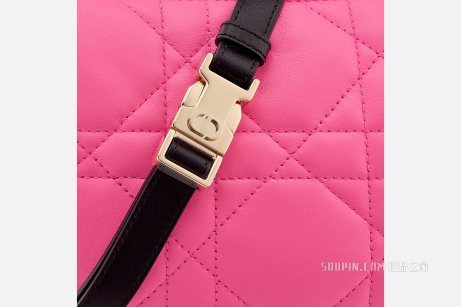 小号 Dior Vibe Hobo 手袋 荧光粉色羊皮革超大藤格纹