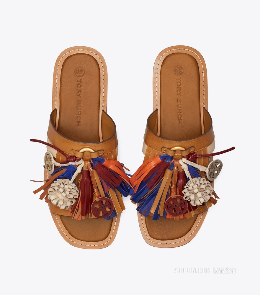 Miller 流苏拖鞋 焦糖色/多色