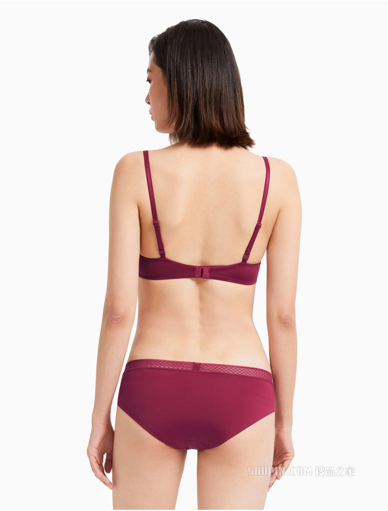 Calvin Klein 女士时尚拼接蕾丝腰边性感三角舒适透气贴身内裤QF6308AD