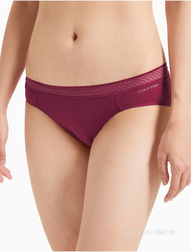Calvin Klein 女士时尚拼接蕾丝腰边性感三角舒适透气贴身内裤QF6308AD