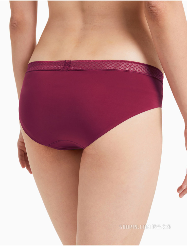 Calvin Klein 女士时尚拼接蕾丝腰边性感三角舒适透气贴身内裤QF6308AD