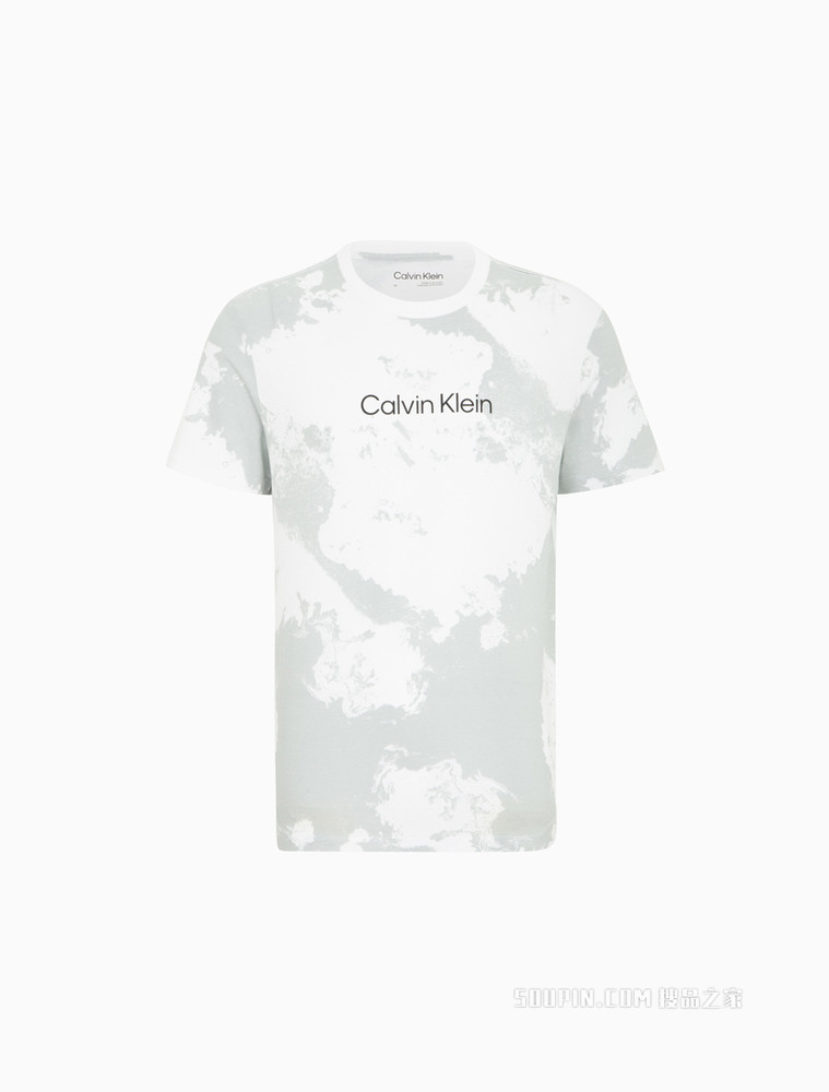 Calvin Klein 男士潮流时尚圆领纯棉做旧扎染印花短袖T恤40IC807