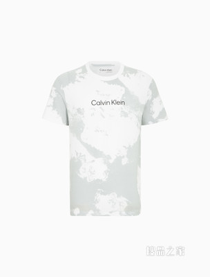 Calvin Klein 男士潮流时尚圆领纯棉做旧扎染印花短袖T恤40IC807