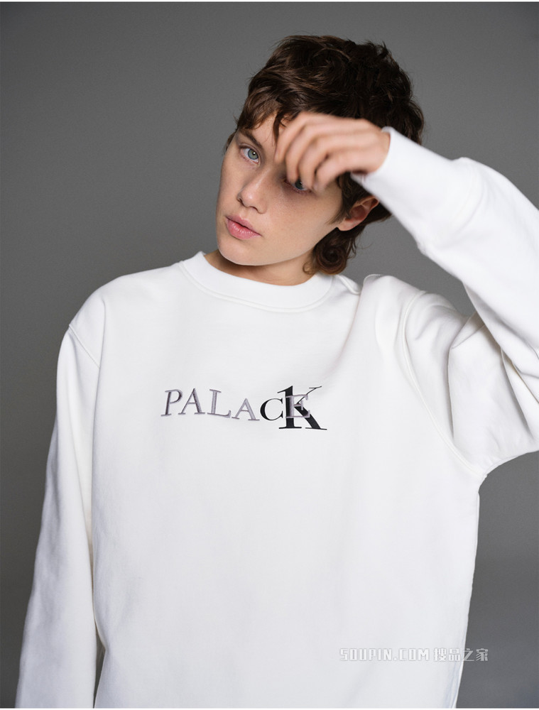 【Palace联名】Calvin Klein 男女款重磅纯棉磨绒刺绣圆领卫衣40314UC