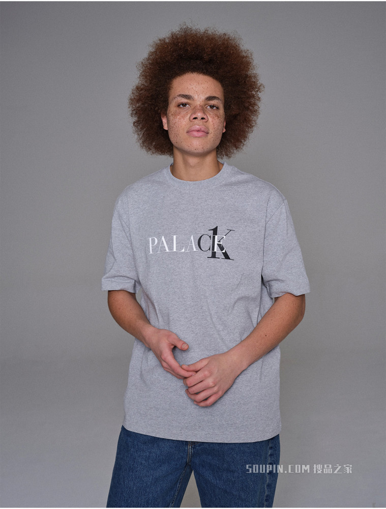 【Palace联名】Calvin Klein 男女同款圆领纯棉烫印LOGO短袖T恤40317UC