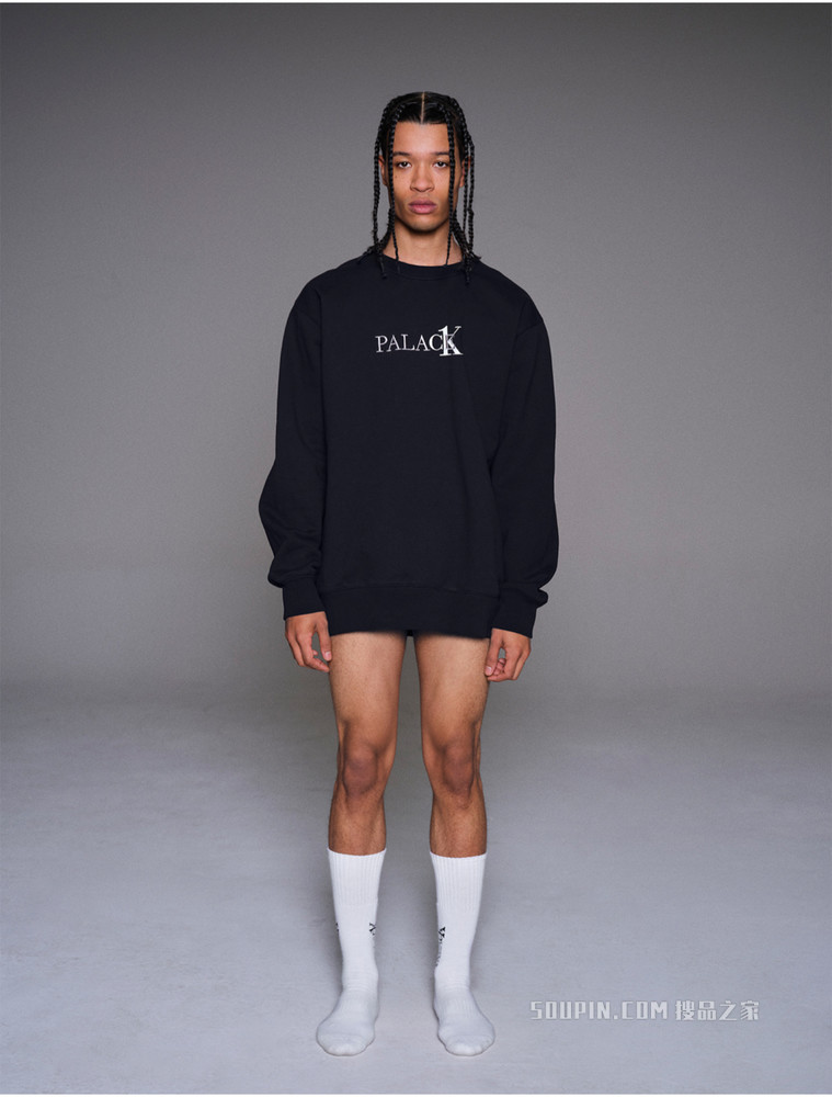 【Palace联名】Calvin Klein 男女款重磅纯棉磨绒刺绣圆领卫衣40314UC
