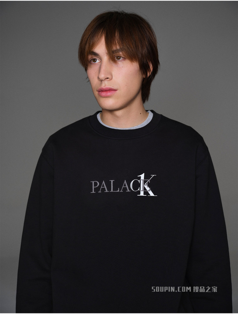 【Palace联名】Calvin Klein 男女款重磅纯棉磨绒刺绣圆领卫衣40314UC