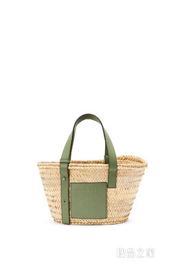 小号棕榈叶和牛皮革 Basket 手袋