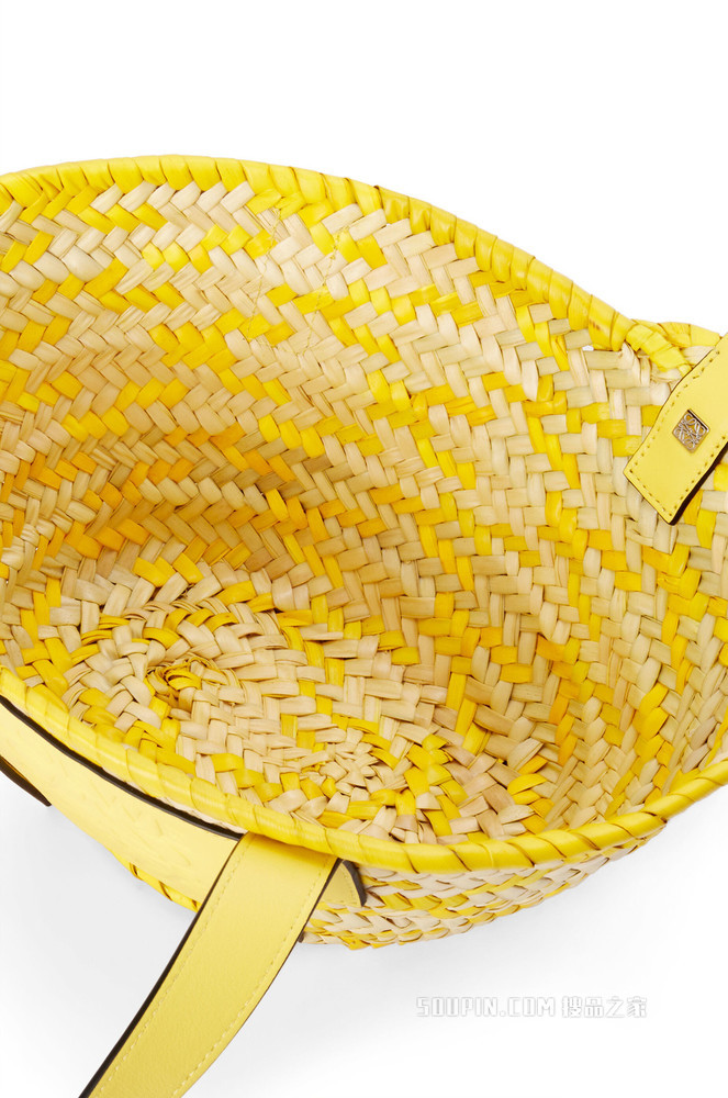 小号棕榈叶和牛皮革 Basket 手袋