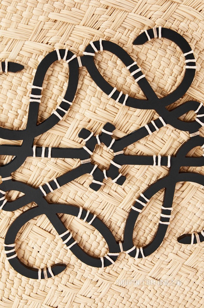 伊拉卡棕榈纤维和牛皮革 Anagram Basket 手袋