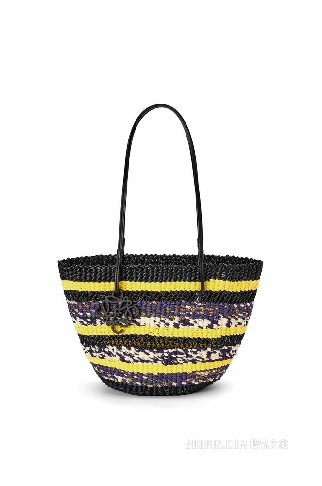 大象草和牛皮革 Basket Tote 手袋