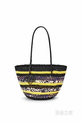 大象草和牛皮革 Basket Tote 手袋