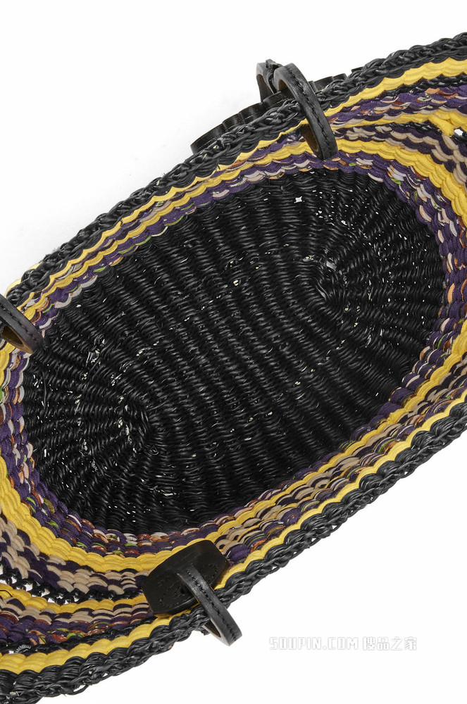 大象草和牛皮革 Basket Tote 手袋