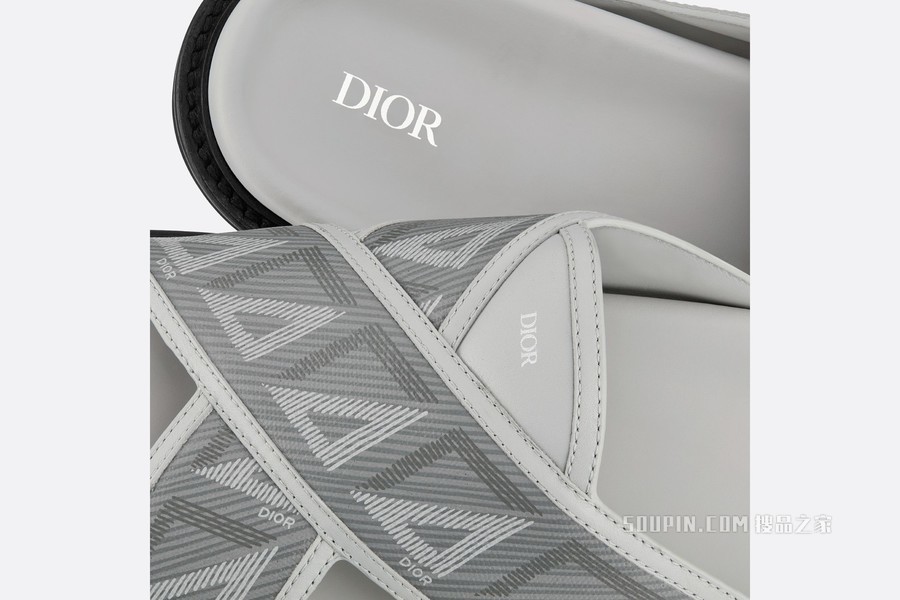 Dior Aqua 凉鞋 迪奥灰帆布 CD Diamond 图案