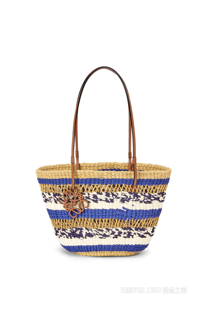 大象草和牛皮革 Basket Tote 手袋