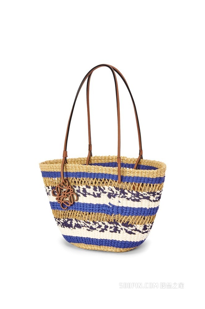 大象草和牛皮革 Basket Tote 手袋