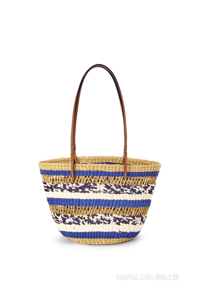 大象草和牛皮革 Basket Tote 手袋