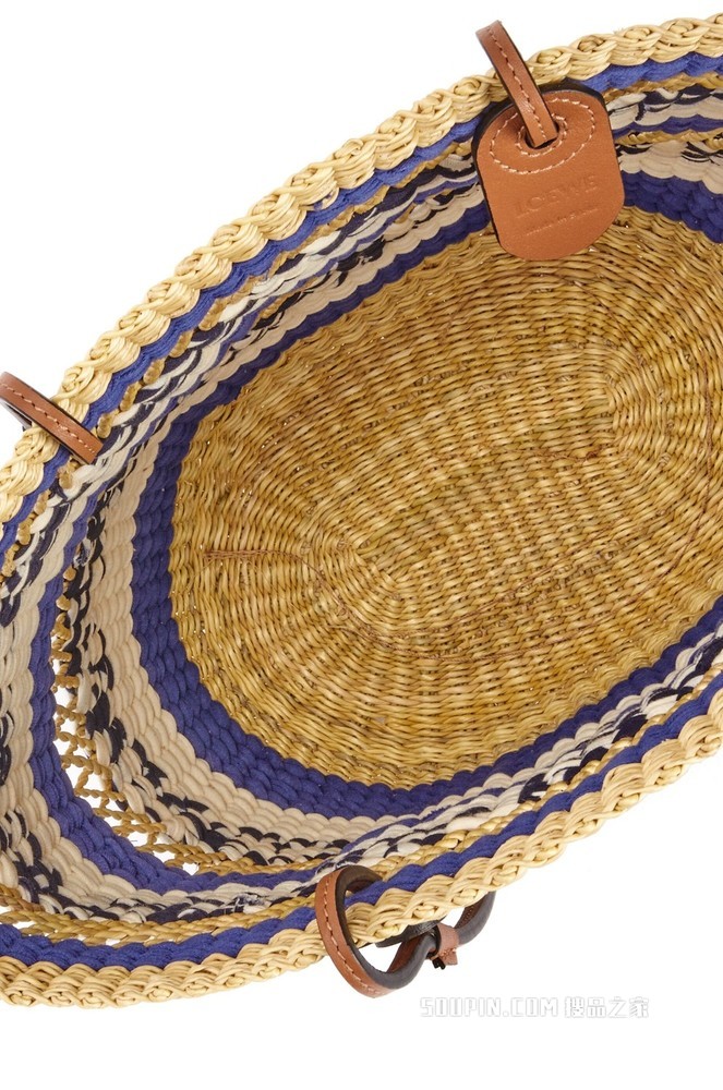 大象草和牛皮革 Basket Tote 手袋