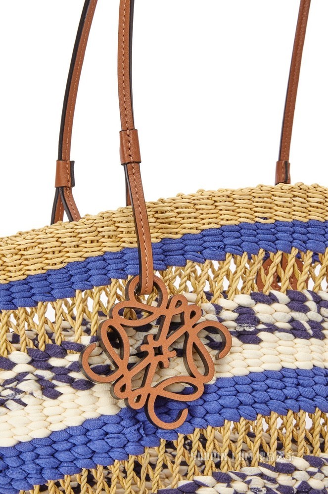 大象草和牛皮革 Basket Tote 手袋