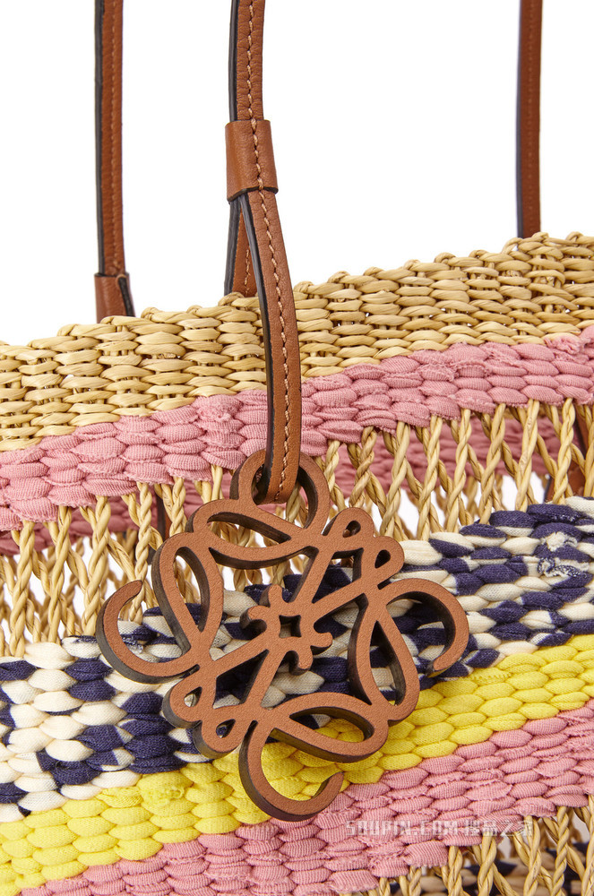 大象草和牛皮革 Basket Tote 手袋