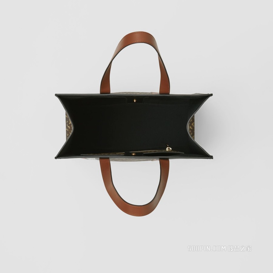 专属标识条纹竖版托特包 (马勒棕) - 女士