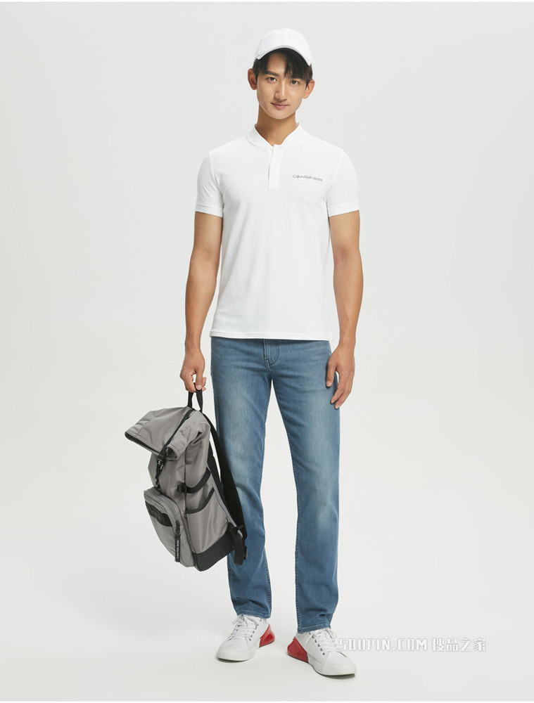 Calvin Klein 22春夏新品新款男士棒球领交叠刺绣LOGO短袖POLO衫J320628