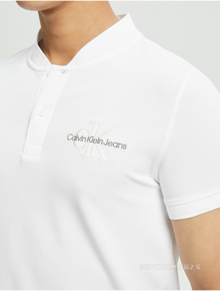 Calvin Klein 22春夏新品新款男士棒球领交叠刺绣LOGO短袖POLO衫J320628