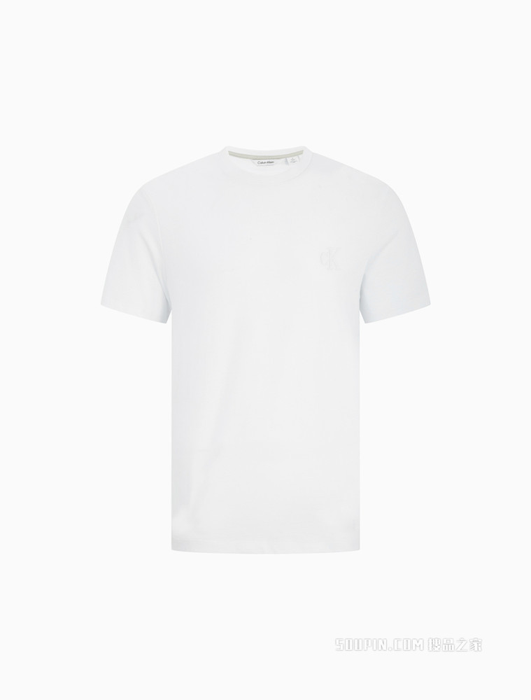 Calvin Klein 22春夏新品新款男士休闲圆领顺色浮雕感LOGO短袖T恤40HC209