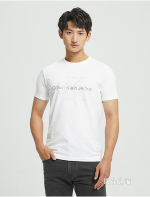 Calvin Klein 22春季新品新款男士休闲圆领简约撞色叠印LOGO短袖T恤J320568