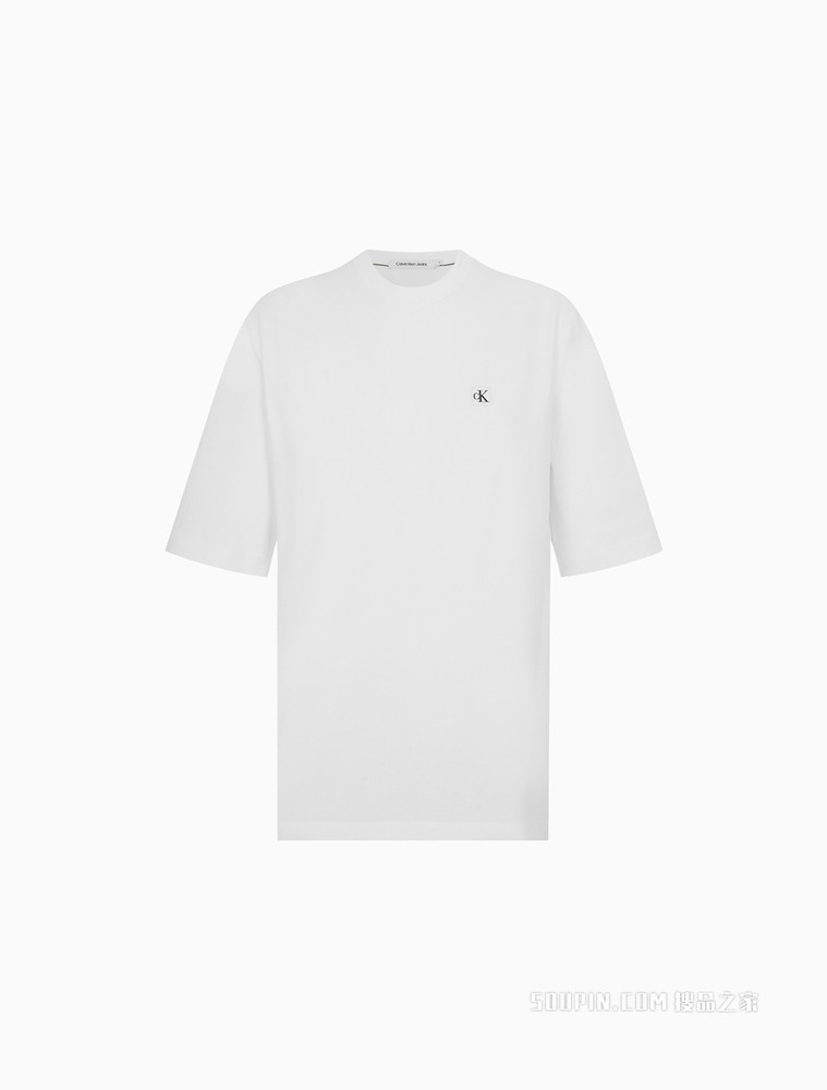 Calvin Klein 22春季新品新款女士圆领纯棉立体LOGO徽标中袖T恤J218869