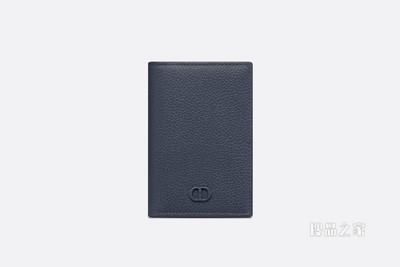 双折卡夹 海军蓝色粒面牛皮革“CD Icon”标志