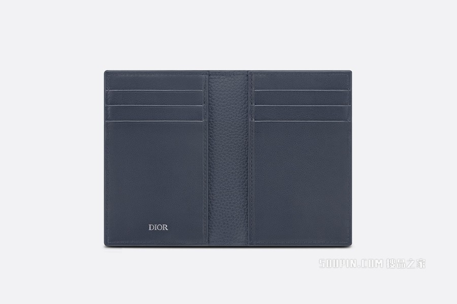 双折卡夹 海军蓝色粒面牛皮革“CD Icon”标志