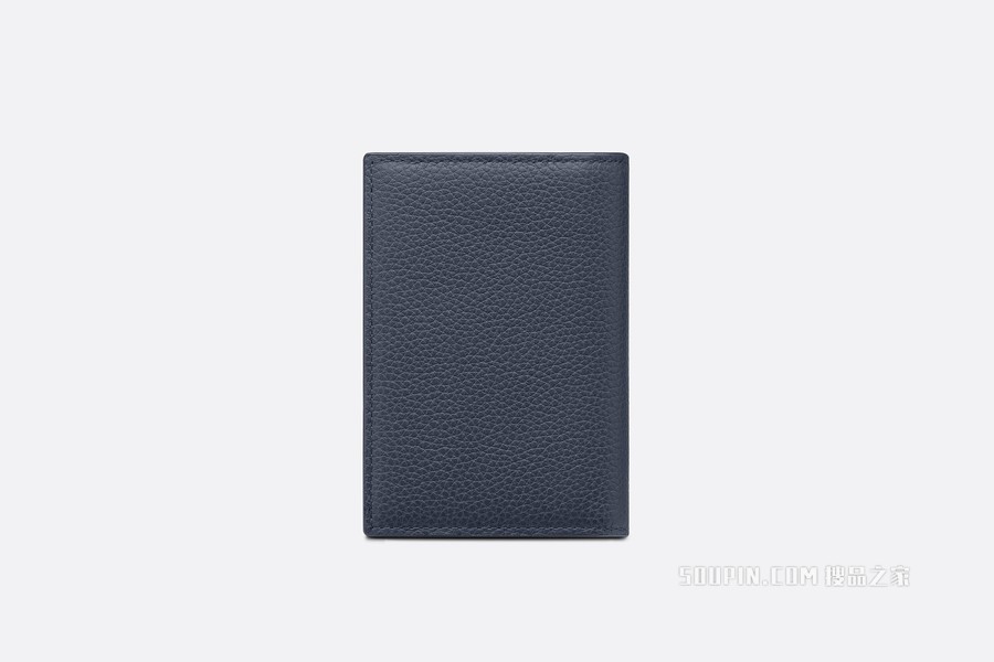 双折卡夹 海军蓝色粒面牛皮革“CD Icon”标志