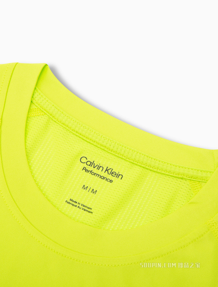 Calvin Klein 22春夏新品男士圆领插肩袖网眼拼接反光LOGO短袖T恤4MS2K109