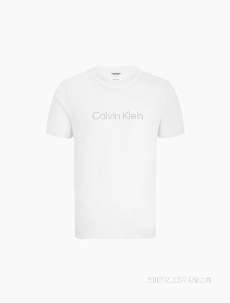 Calvin Klein 22春夏新品男士休闲圆领舒适透气反光LOGO印花短袖T恤4MS2K107