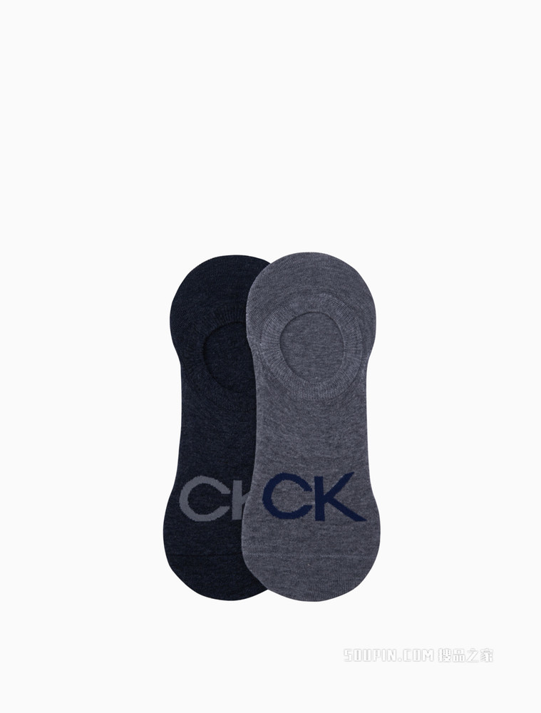 Calvin Klein 22春季新款男士两双装深口醒目LOGO提花船袜CKP32848
