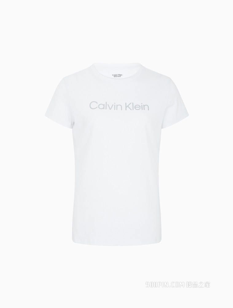 Calvin Klein 22春夏新款女士休闲圆领透气简约印花LOGO短袖T恤4WS2K142